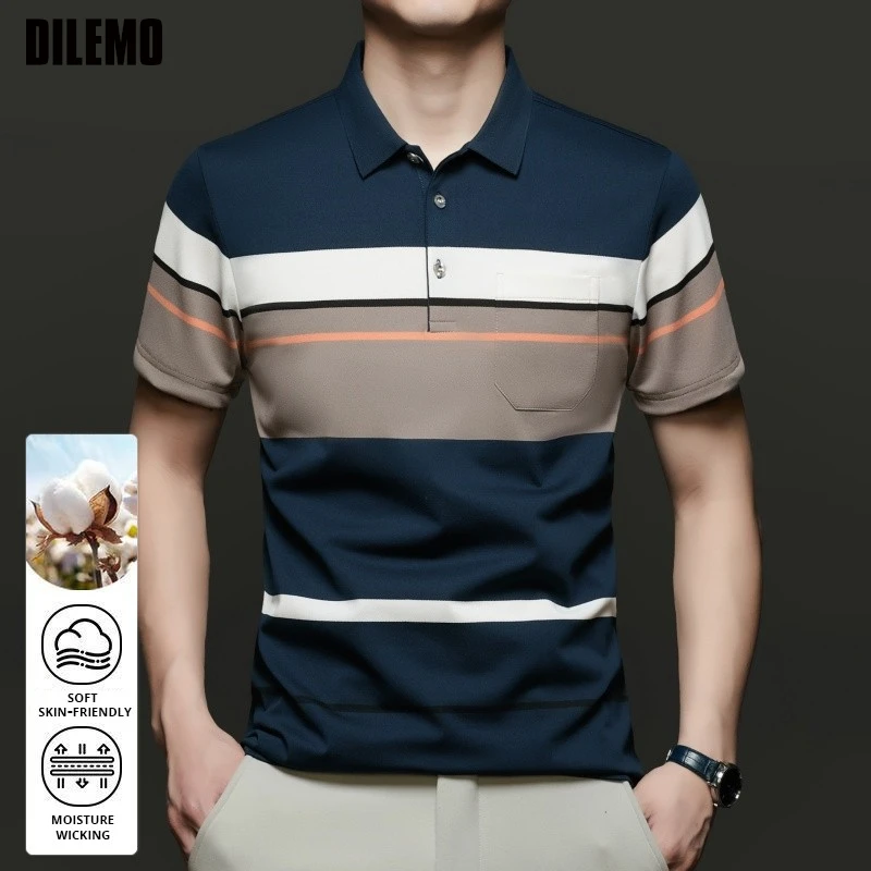 

Top Grade New Summer Brand Designer Polo Shirts For Men Summer Stripped Slim Fit Short Sleeve Casual Tops Fashions Men Clothes