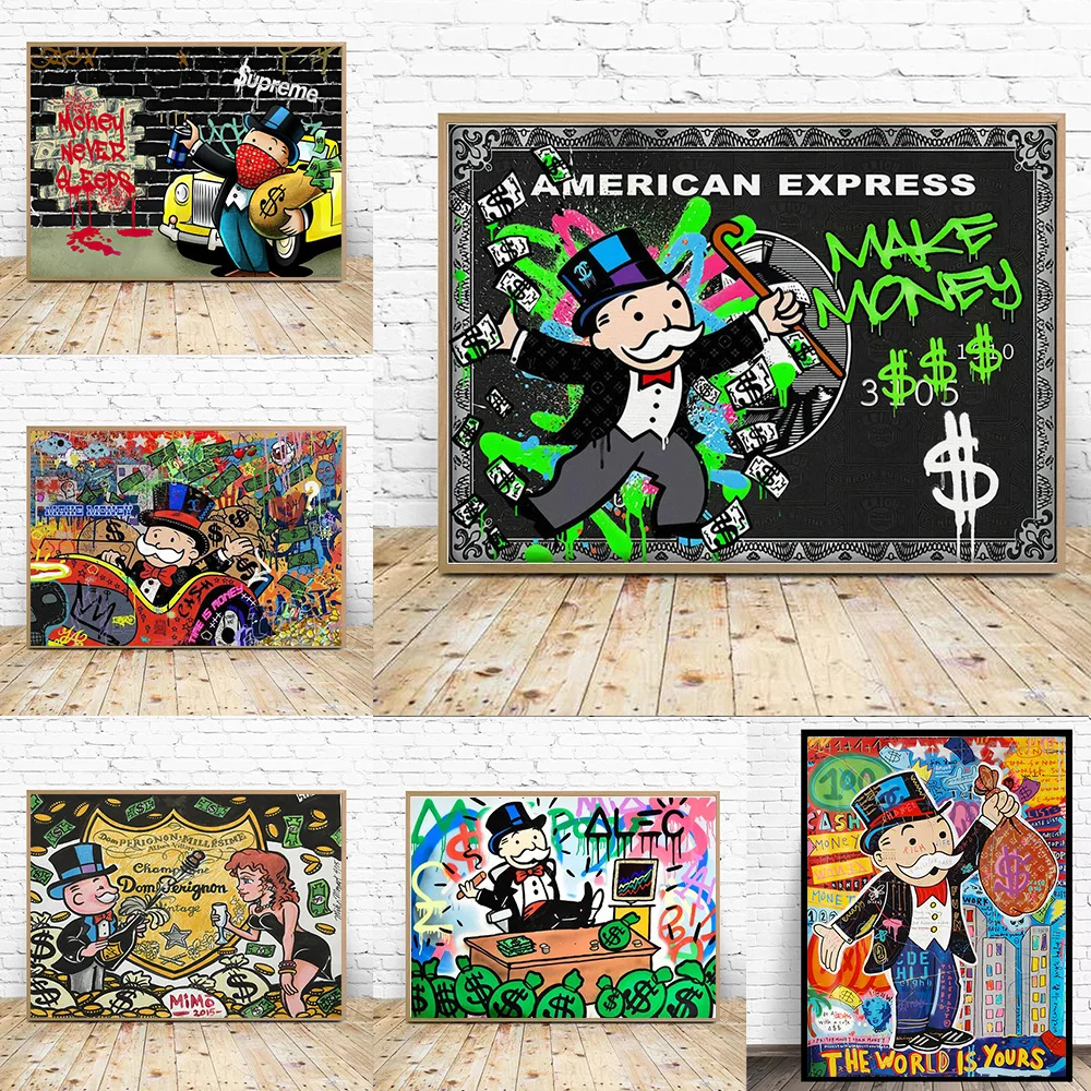 

Graffiti Alec Monopoly Millionaire Money Street Art Canvas Print Painting Wall Picture Modern Living Room Home Decoration Poster