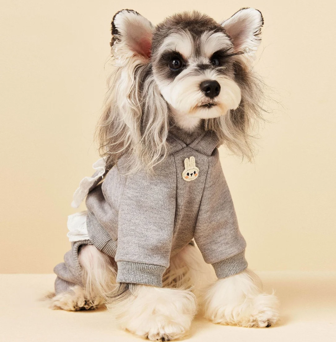 Four-legged Fleece Clothes for Pet, Fleece Pants, Flower Clothes, Autumn and Winter