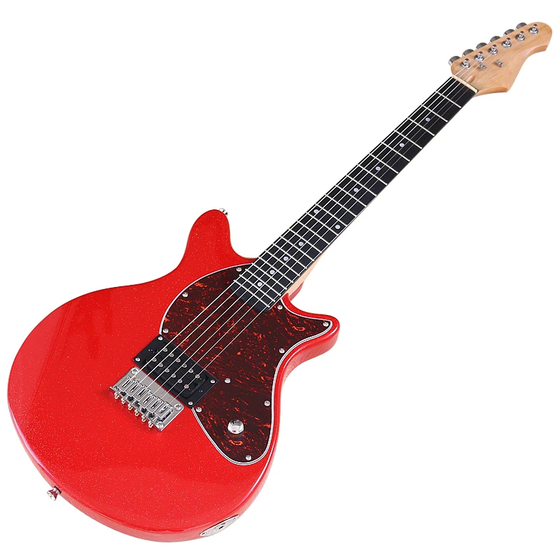 

Mini Guitar 6 String Electric Guitar 36 Inch Solid Basswood Body Canada Maple Neck Red & Blue Color