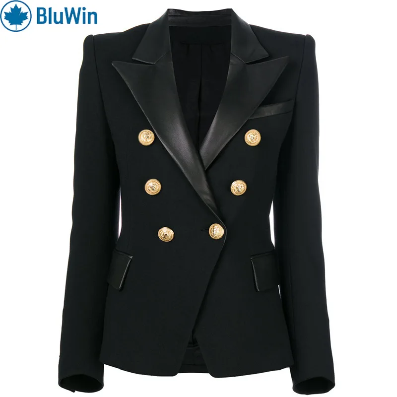 

URBANCHIC 2025 весенний черный облегающий элегантный пиджак из искусственной кожи со сращенным воротником, структурированный женский пиджак