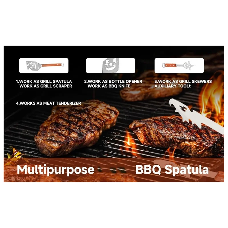 

VELIF-3-PC Аксессуар Набор столовых приборов для гриля из нержавеющей стали с деревянными ручками — включает лопатку, щипцу и вилку для мяса.