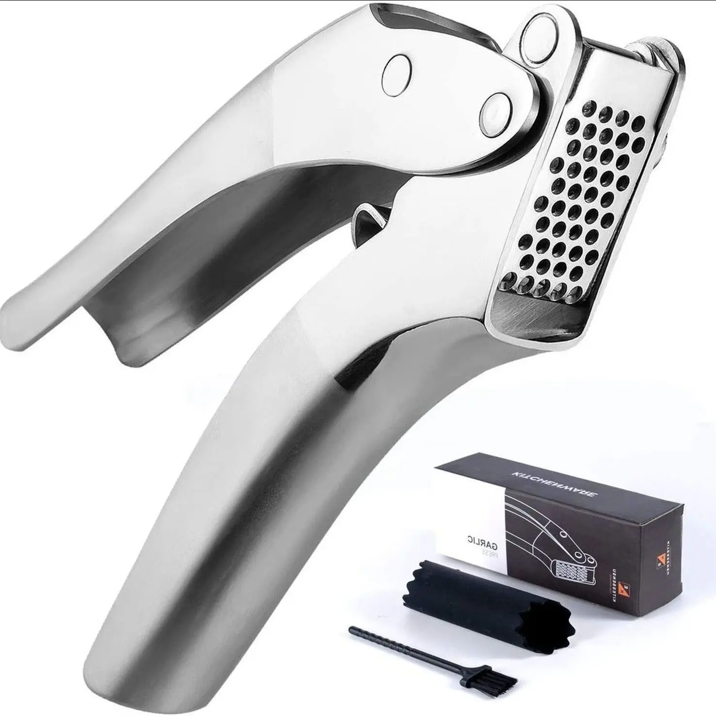 

Ручной пресс для чеснока из нержавеющей стали 304, разборный, для домашнего использования, кухонный инструмент для измельчения чеснока, легко чистится