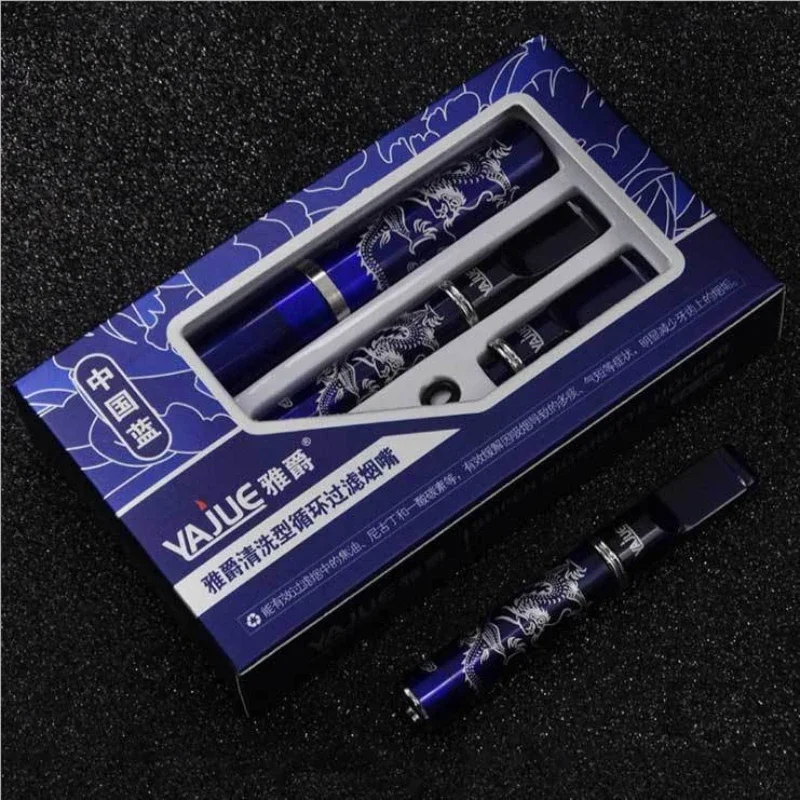 Chinese Blue Dragon Cigarette Filter Outdoor Portable Cigarette Holder Washable And Reusable Smoking Gadgets Gifts For Men