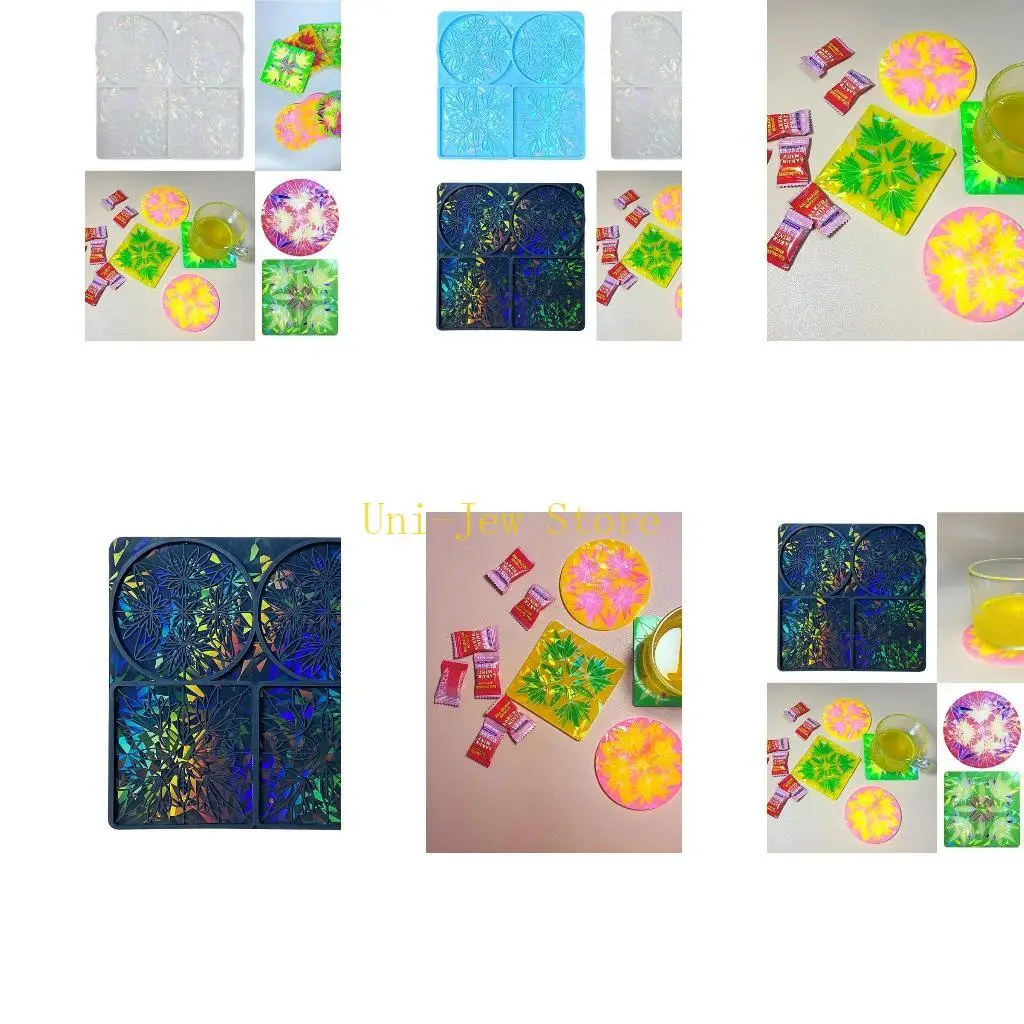 

40 ГБ формы для подставок из силиконовой смолы, голографический коврик для чашки, эпоксидная форма, сделай сам, художественное