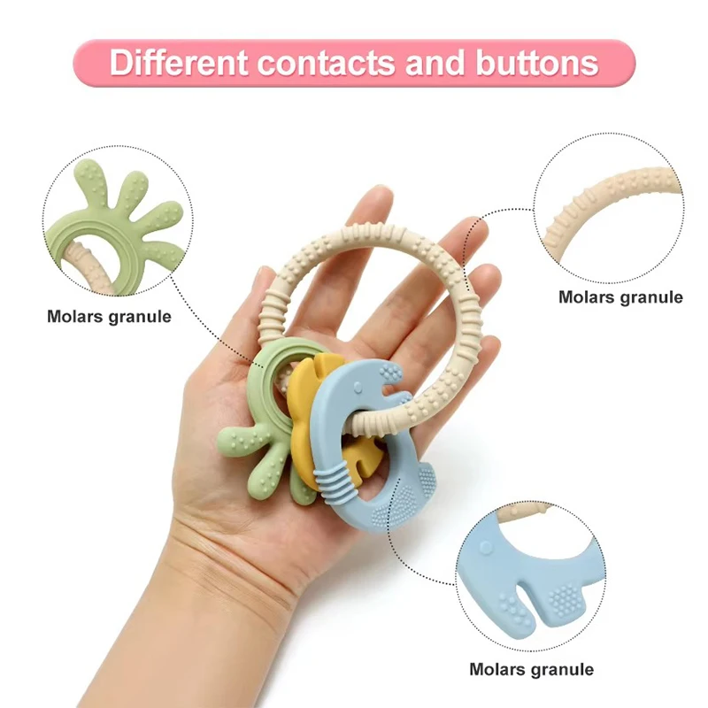 Jouets de dentition pour bébé, anneau en bois et Silicone, anneau de dentition sans BPA, éléphant mignon, jouet à mâcher pour garçons et filles, cadeaux pour nouveau-nés