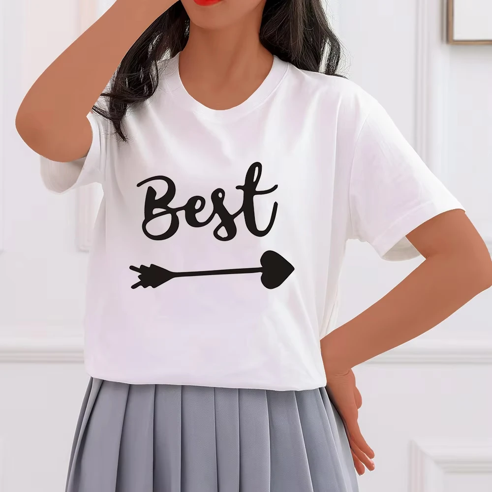 Plus-size women's clothing 180g pure cotton T-shirt, fashionable and trendy, suitable for couples, best friends, and sisters