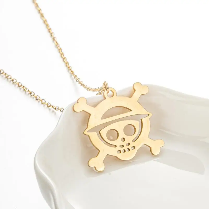 Anime One Piece Stainless Steel Necklaces Skeleton Pirate Pendants Chain Choker Necklace For Women Jewelry Gifts