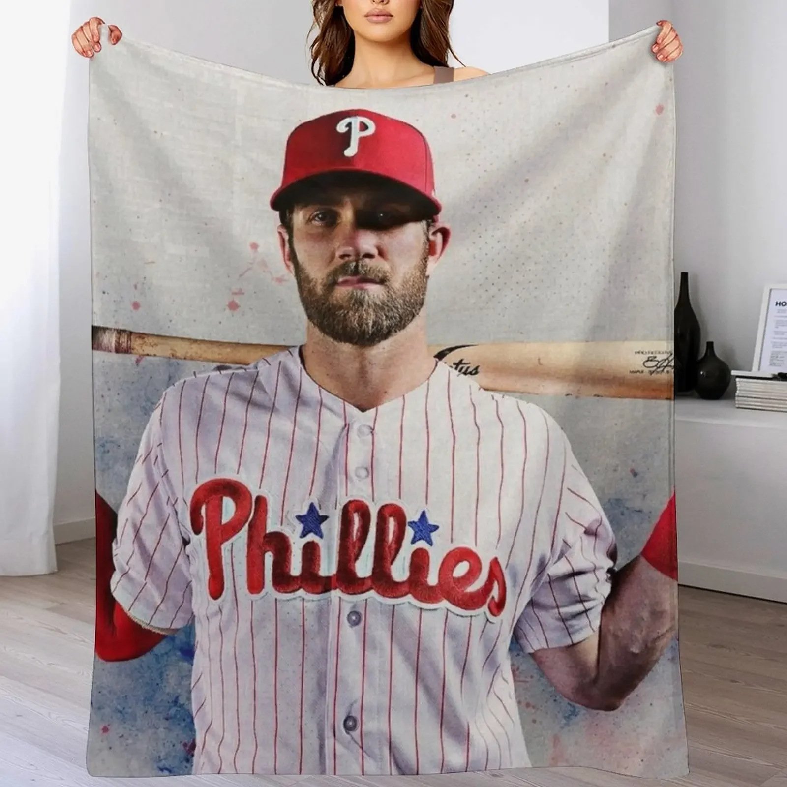 Bryce Harper Throw Blanket Color Fast Cozy Throw Blanket