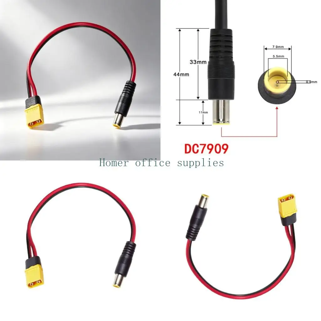 K43B Male Female To DC7909 Male Power Wire 30Cm/100Cm PVC and Copper Texture Suitable For Outdoor Power Supply