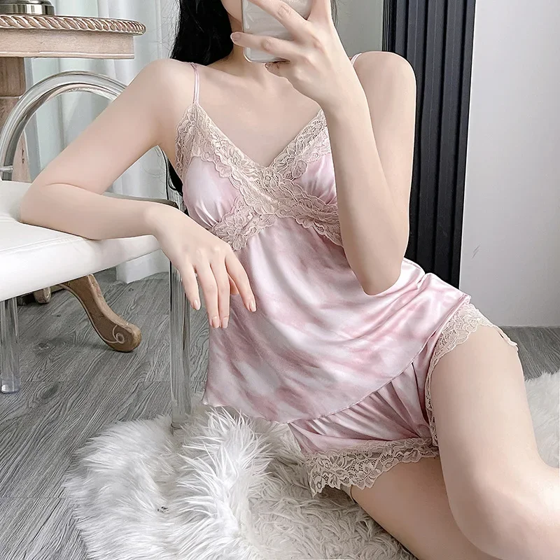 Pajama Pants Set Women's Clothing Homewear Summer New Suspenders Sexy Lace Simple Comfortable Casual Fashion Breathable Loose