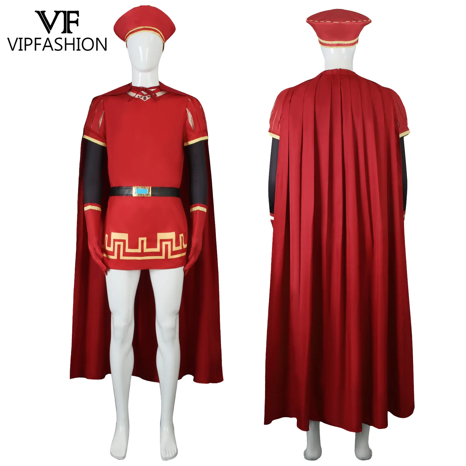 VIP FASHION-Disfraz de Halloween para hombre, disfraz de Rey Rojo, traje de Cosplay con capa, ropa de fiesta de película, traje de actuación en escenario