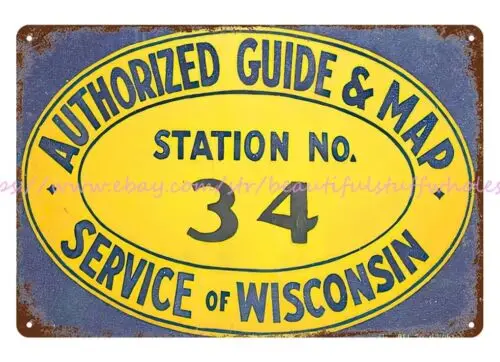 decoration of wall hanging GUIDE MAP SERVICE OF WISCONSIN metal tin sign