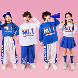 New Children Hip Hop Long Sleeve T-shirt Trousers Hiphop Rapper Clothes Set Boy Girl Streetwear y2k Costume Suit Kids Dance Wear