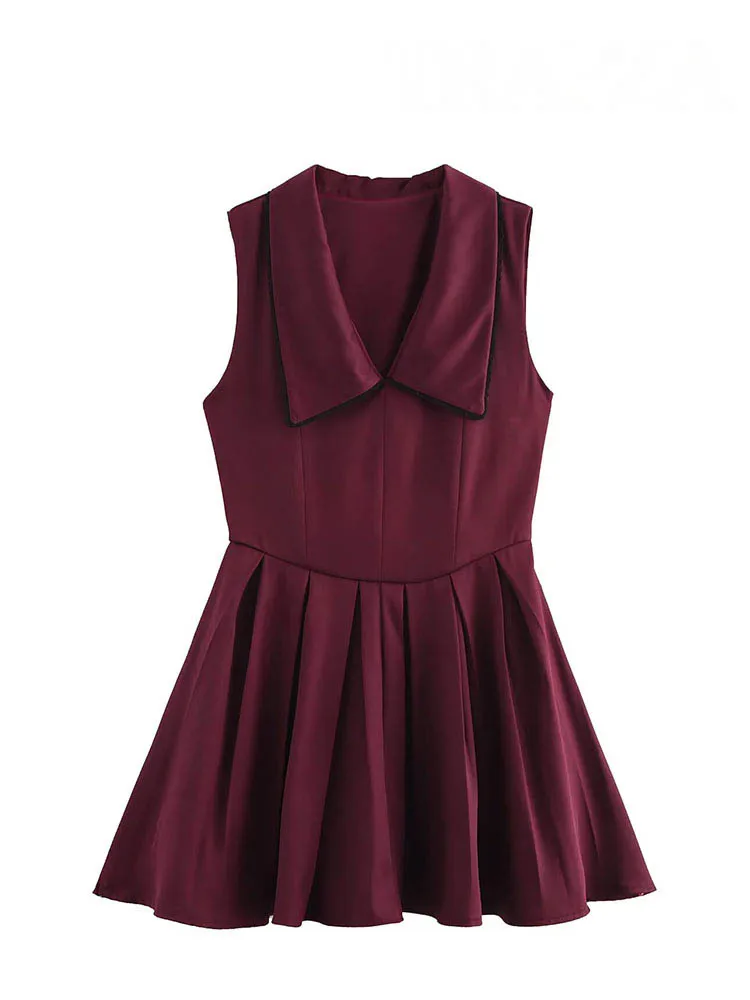 HH Women Mini Dress Sexy V-Neck Sleeveless Pleated Dress Female Summer Fashion Zipper Short Dress Slim Party Dress Mujer