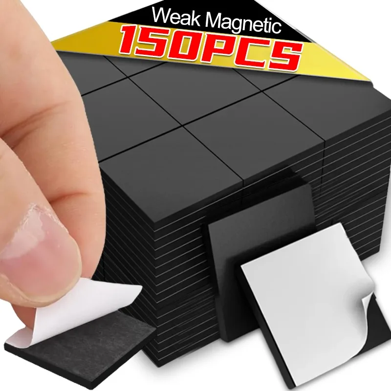 Wholesale Magnetic Square Self Adhesive Magnets Soft Magnetic Sheet Flexible Sticky for Home Refrigerator Office DIY Stickers