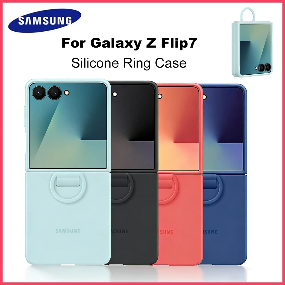 

Original Samsung Galaxy Z Flip7 Silicone Ring Case for Galaxy Z Flip 7 with Ring Silicone Protective Case Shockproof EF-PF766
