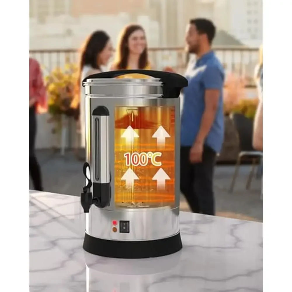 100 ถ้วยกาแฟเชิงพาณิชย์ Urn สแตนเลสขนาดใหญ่ Hot Dispenser Party บุฟเฟ่ต์งานแต่งงานประสิทธิภาพที่เชื่อถือได้บํารุงรักษาง่าย