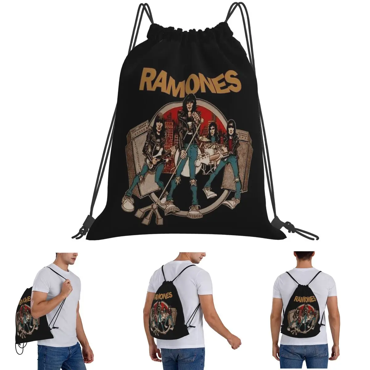 The Legend Band Ramons Essential Ramons Backpacks Fashion Drawstring Bundle Pocket Sports Bag Book Bags for Man Woman Students
