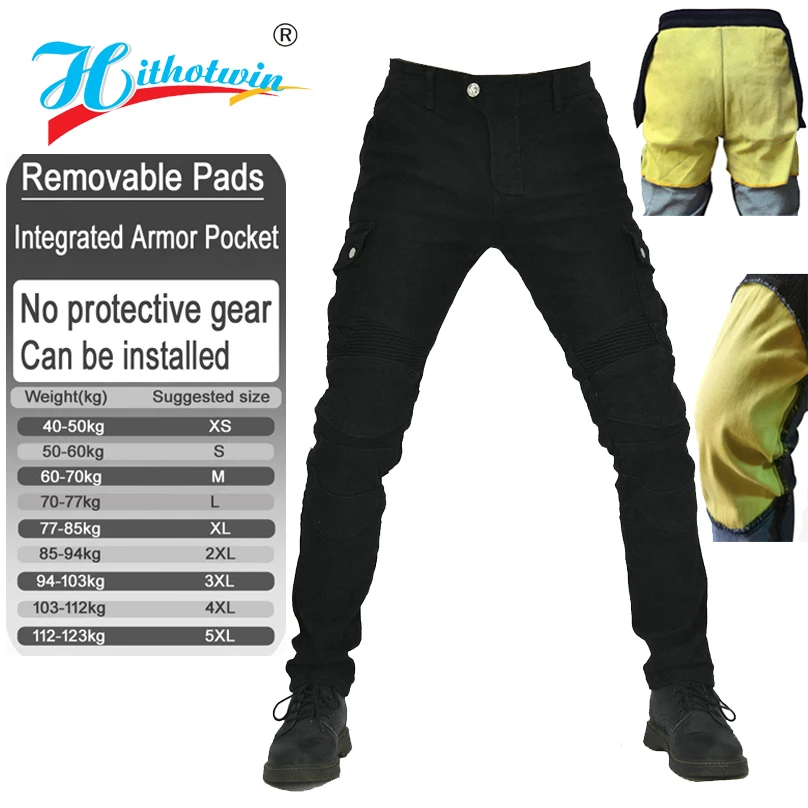 Kevlar motorjeans voor heren Versterkte, slijtvaste beschermende rijuitrusting Motorcrossbroek voor lente en herfst