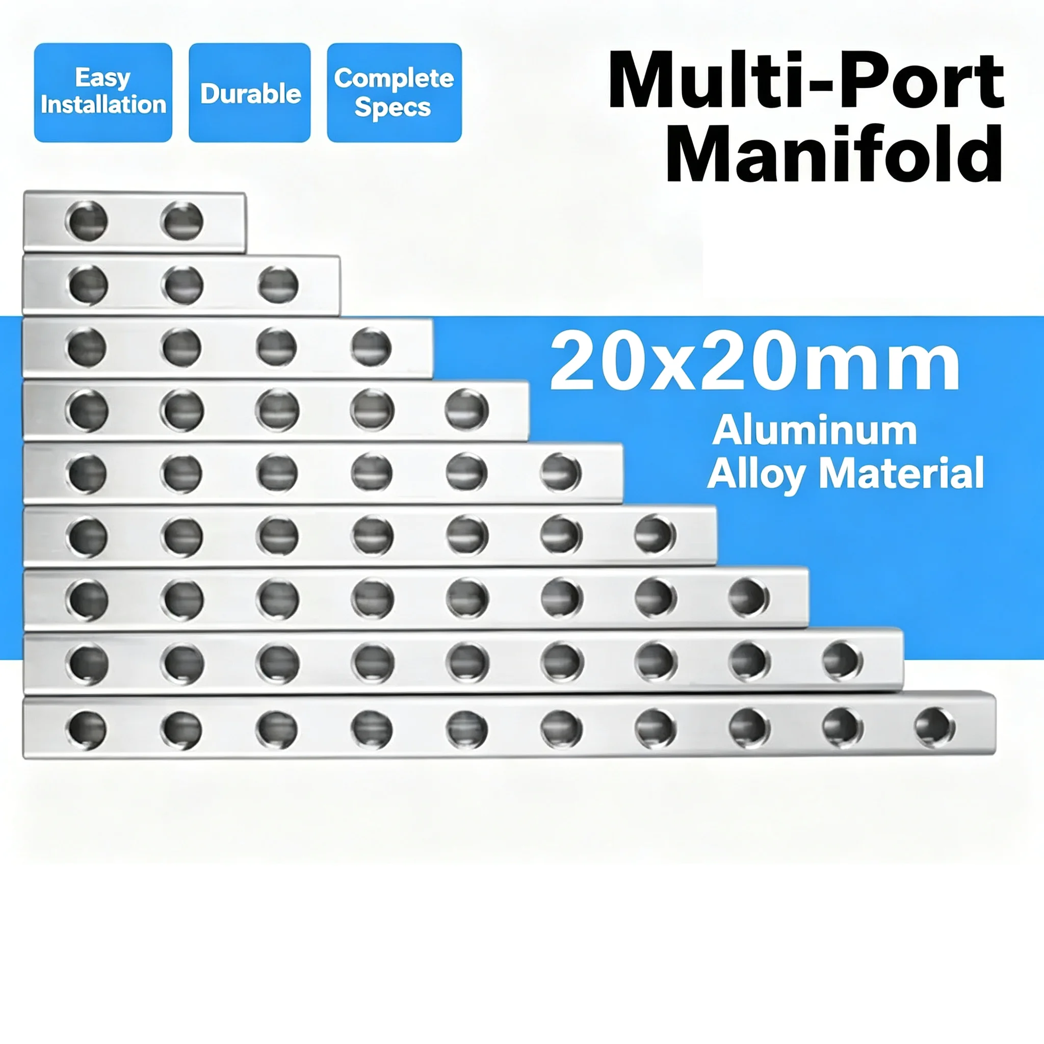 Aluminum Versatile Pneumatic Manifold Splitter with Quick Connectors 1/8 1/4 3/8 1/2 for Gas Source Branch SY-02/04/-2F