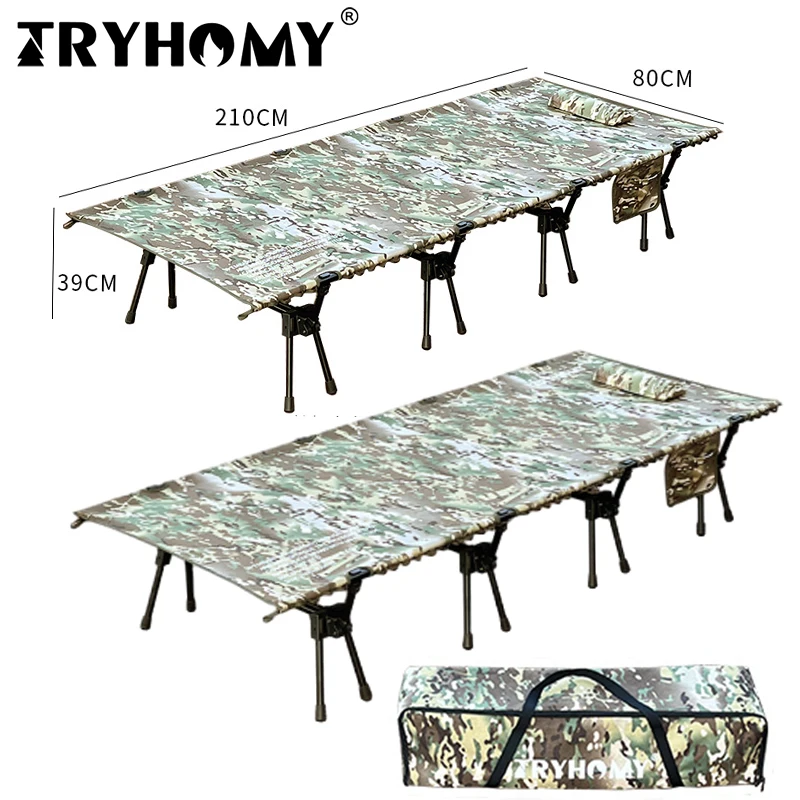 성인용 Tryhomy 캠핑 침대, 210X80cm 폭 접이식 캠핑 침대, 350파운드 지원 - 휴대용 알루미늄 합금 침대