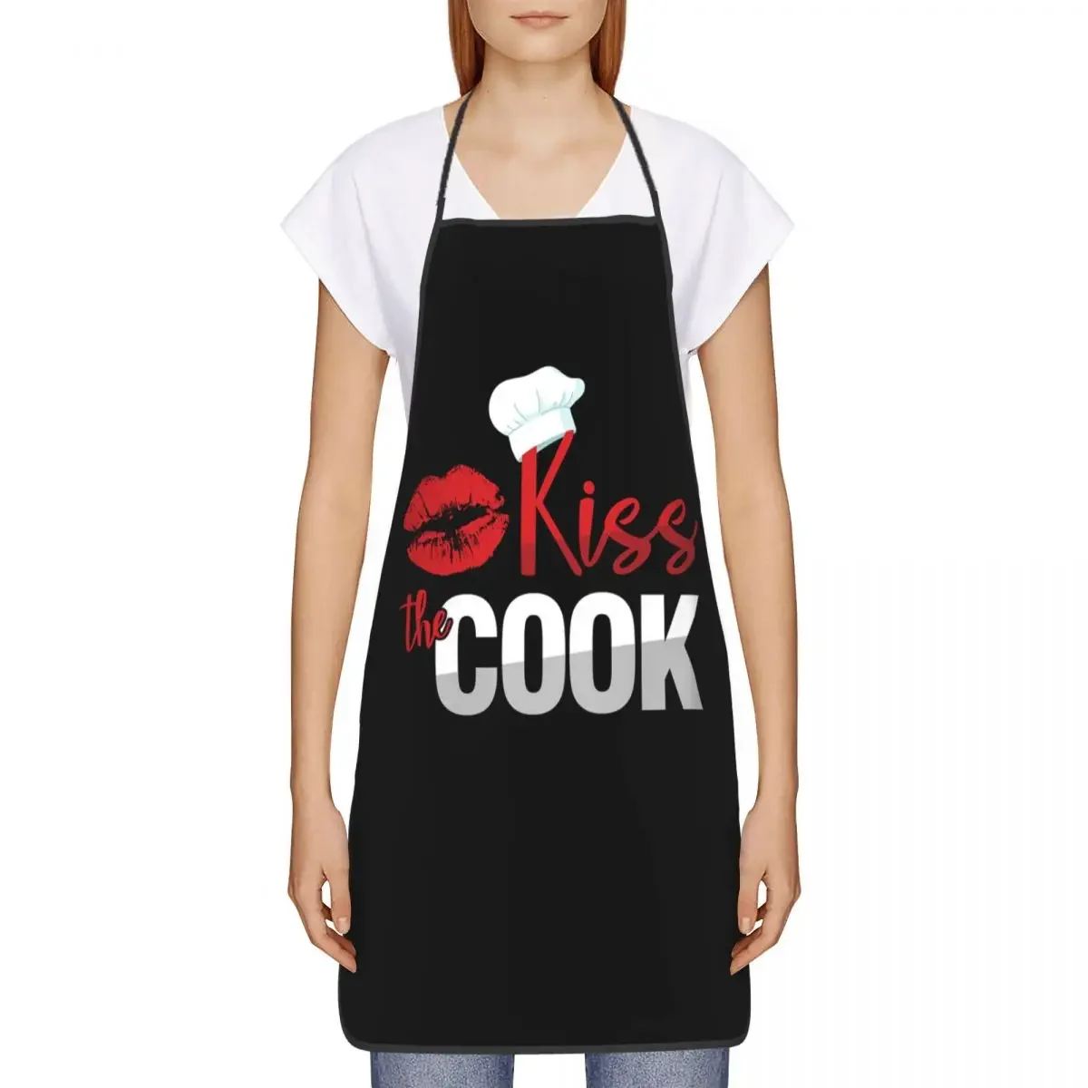 Funny Kiss The Cook Bib Aprons Women Men Unisex Kitchen Chef Culinary Arts Gift Tablier Cuisine for Cooking Baking Painting