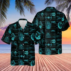 Hawaiian Shirts for Men Alien Air Vehicle Spacecraft Shirts Future Technology Style Short Sleeve Summer Casual Button Up Shirts