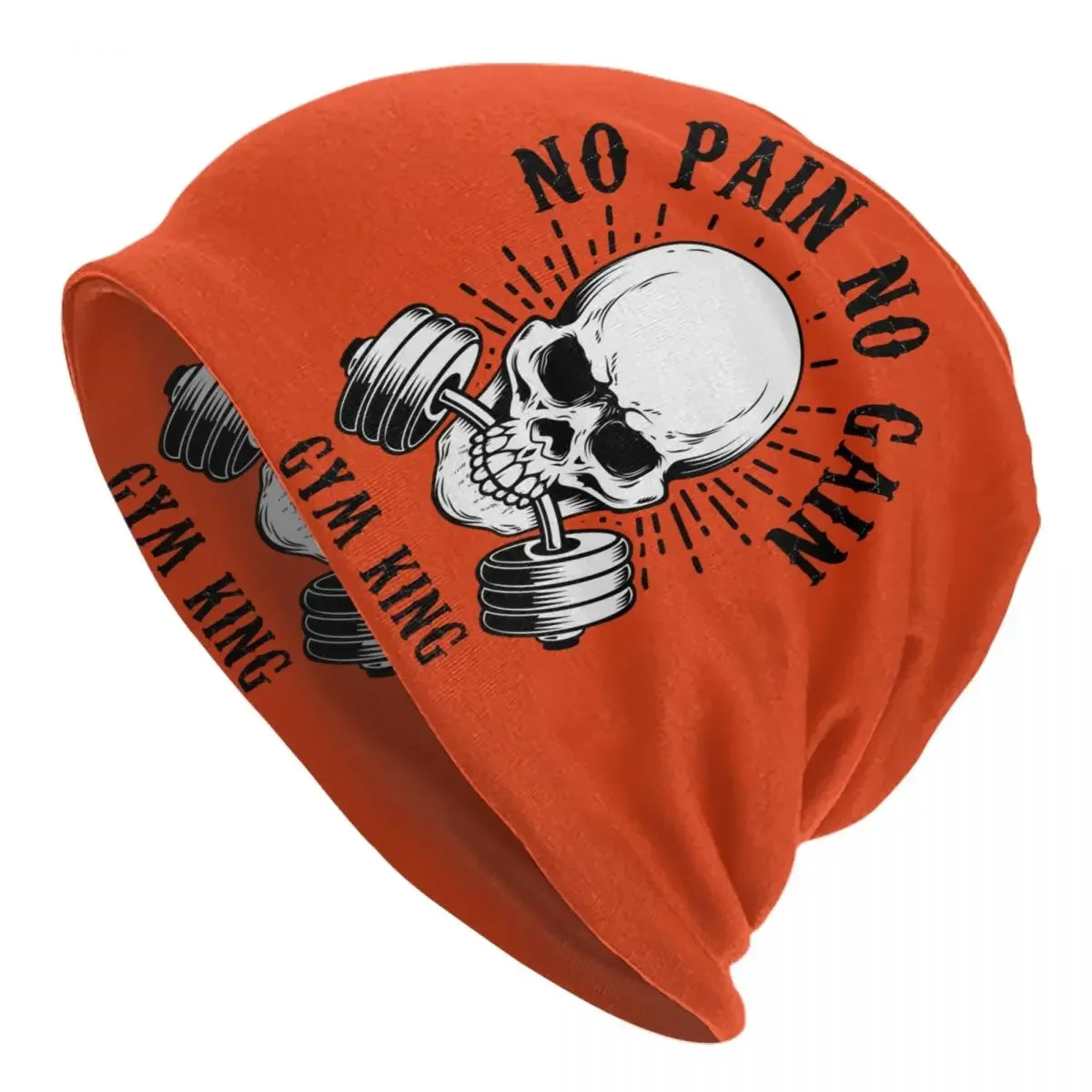 No Pain No Gain Skullies Beanies Caps Unisex Winter Knitting Hat  Adult Bodybuilding Fitness Gym Bonnet Hats Outdoor Ski Cap