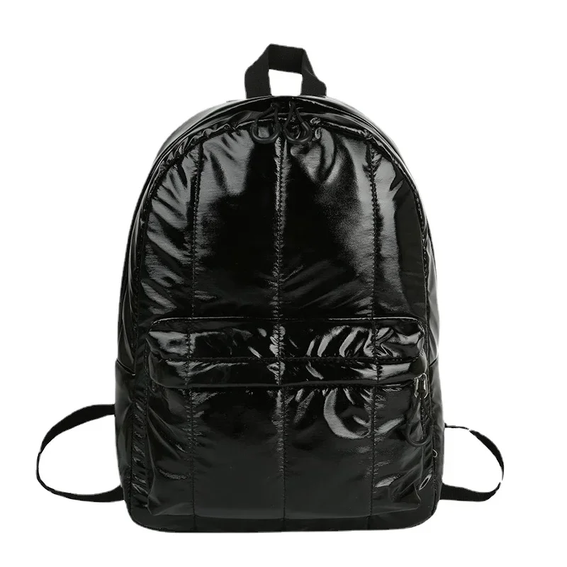 Student Casual Space Cotton Bag Unisex Space Down Glossy Backpack Waterproof Soild Color Bags for Women Men