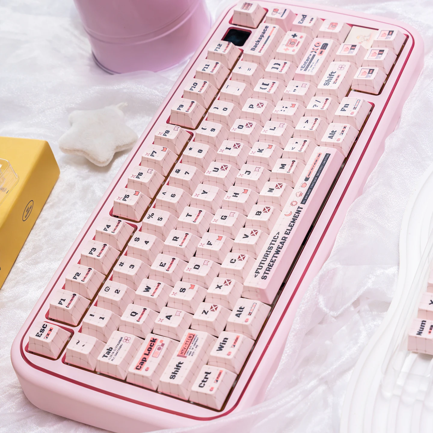 

Розовый милый кодировщик, вишневый профиль, сублимационная краска, наборы колпачков из ПБТ, жирный текст для механической клавиатуры MX Cherry 61/64/87/96/104