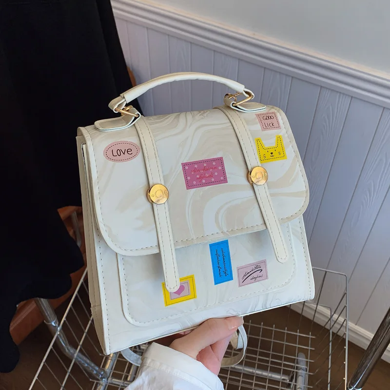 

2025 summer new trendy casual simple and small square bag trendy and niche design for women little backpack