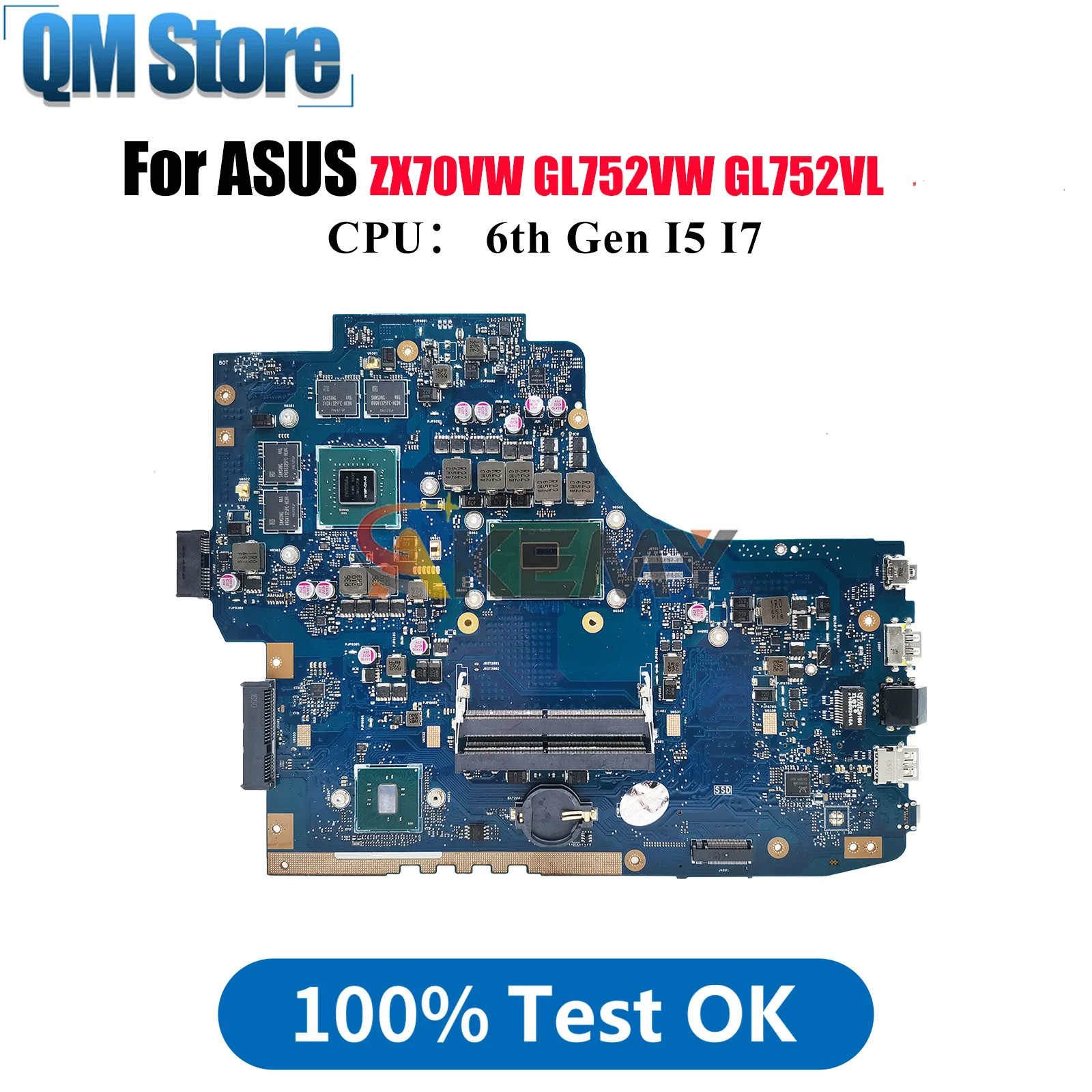 

GL752VW Laptop Motherboard For ASUS ROG Strix GL752VW GL752V GL752VL ZX70VW Notebook Mainboard With I5 I7 CPU 100% tests OK stk