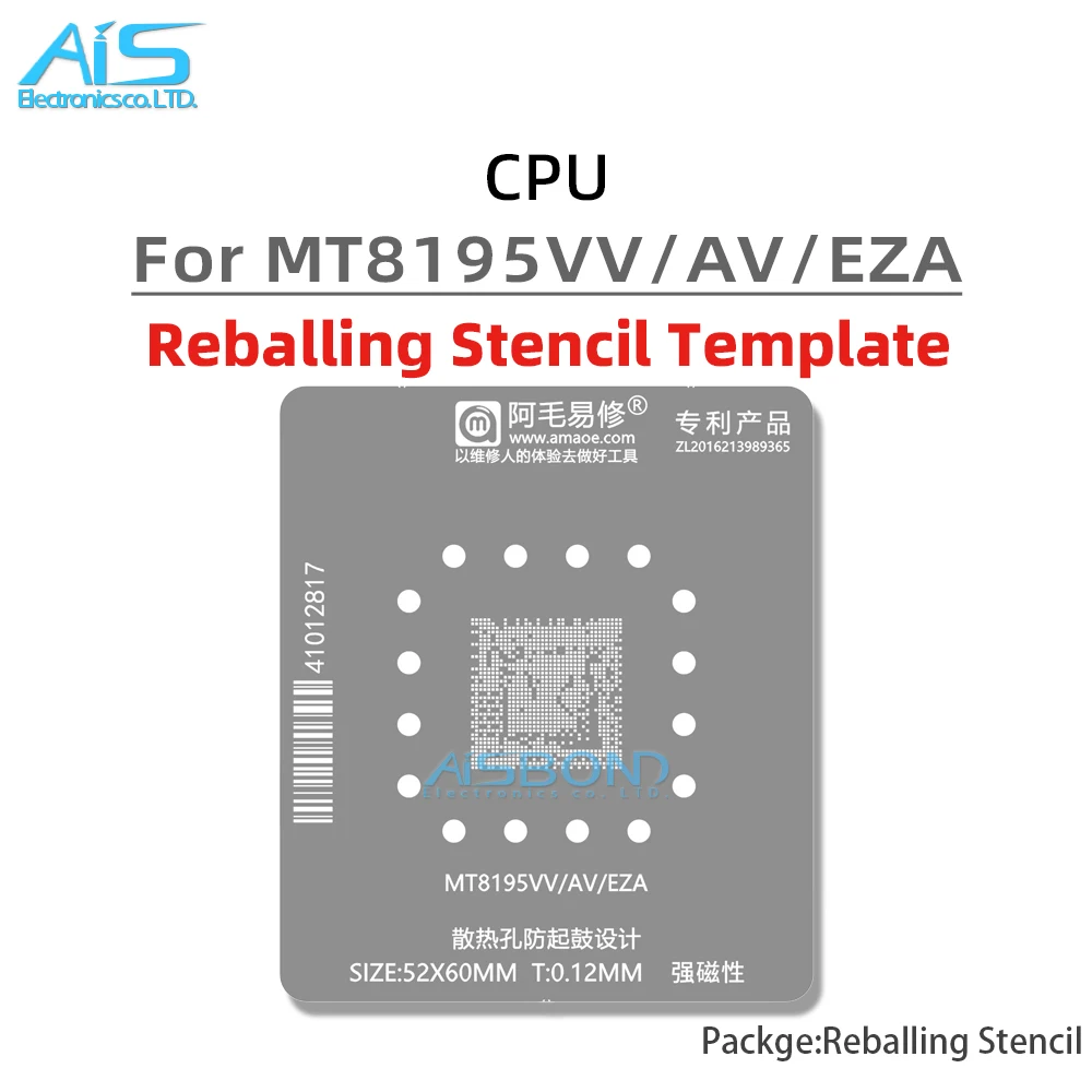 Amaoe CPU BGA Reballing Stencil Template Station For MT8195VV MT8195AV MT8195EZA Positioning Plate Plant tin net Steel mesh