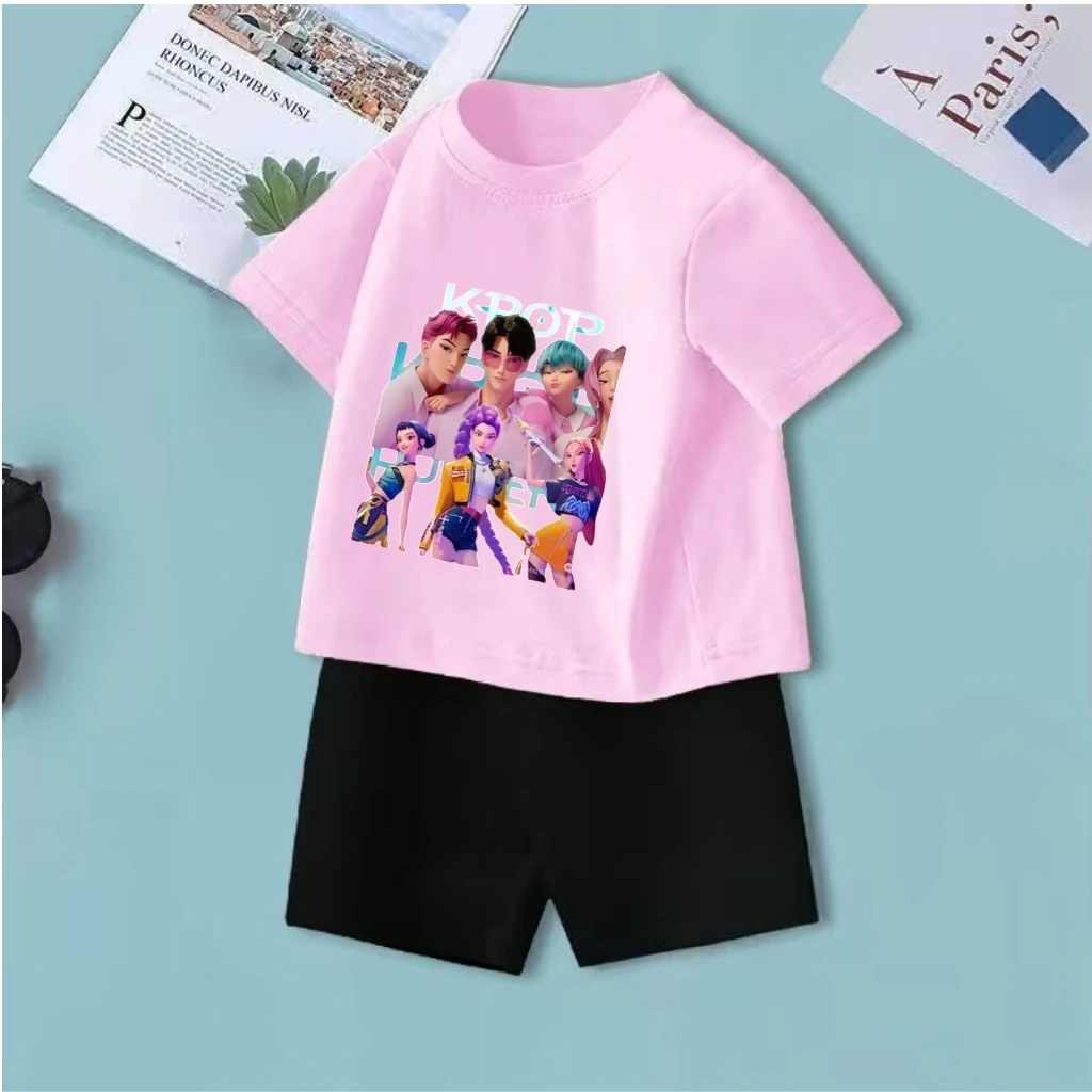 

Одежда для малышей K-POP Костюмы 2 шт. Топ с круглым вырезом + короткие штаны Комплекты футболок с короткими рукавами Одежда для маленьких девочек и мальчиков Летняя повседневная спортивная одежда