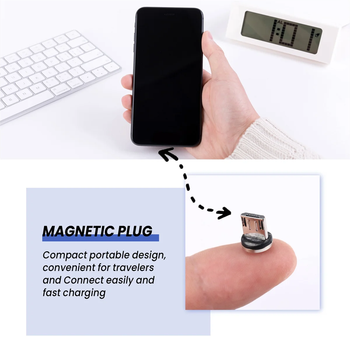 Round Magnetic Cable Plug Phone Android Magnet Charger Plug Micro-USB Fast Charging Adapter image 4