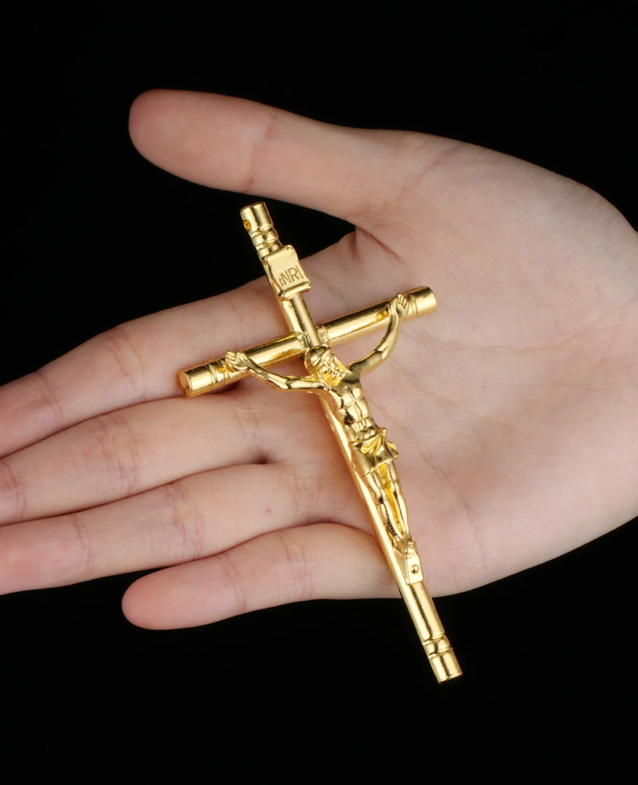Diyalo Katholischer großer Kreuzigung INRI Kreuz Anhänger für DIY Halskette Rosenkranz Gebetskranz Teil Schmuckherstellung Zubehör – Detail 3