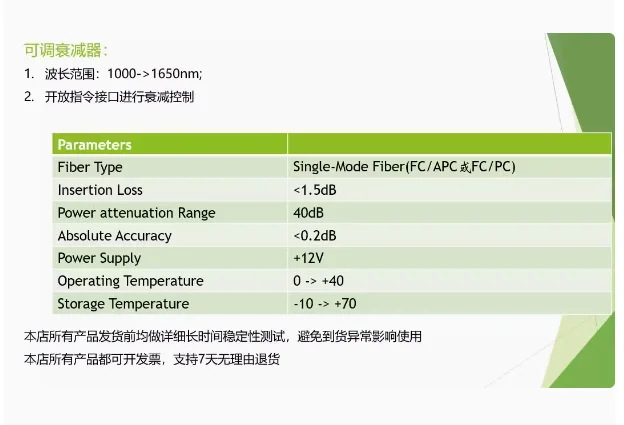 For The dimmable optical attenuator is electrically supported by programmed O-band C-band 1550/1310