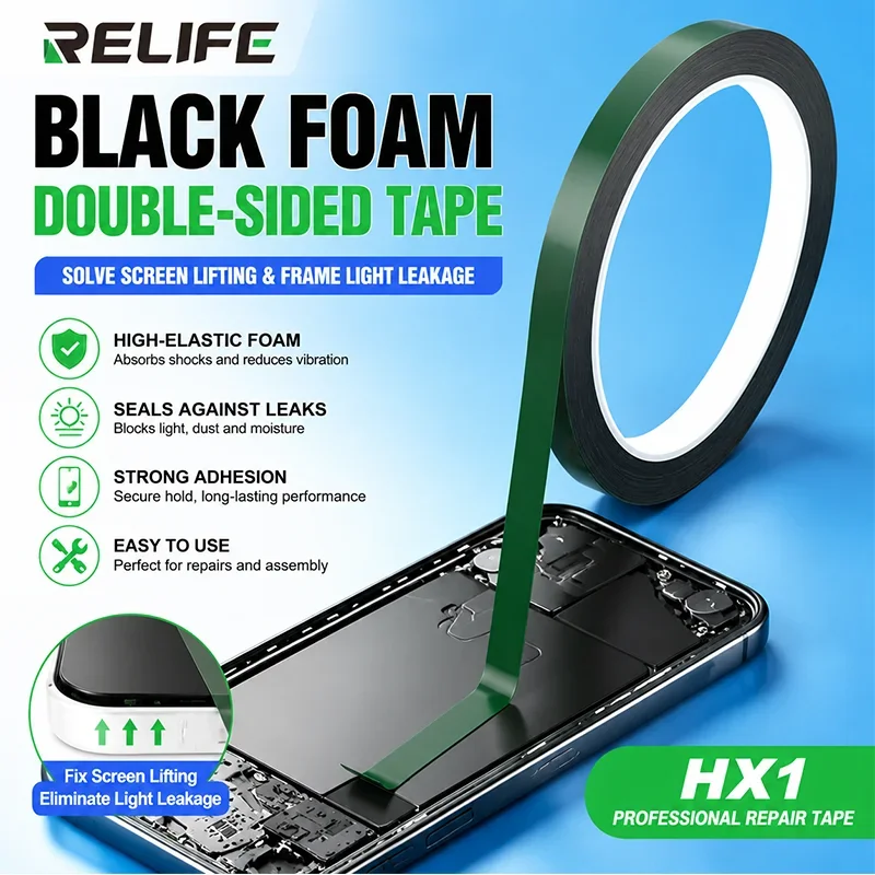 RELIFE HX1 Double Sided Foam Tape 0.4mm 10m Strong Adhesive Residue Free for Mobile Phone Repair Screen Fixing Tape