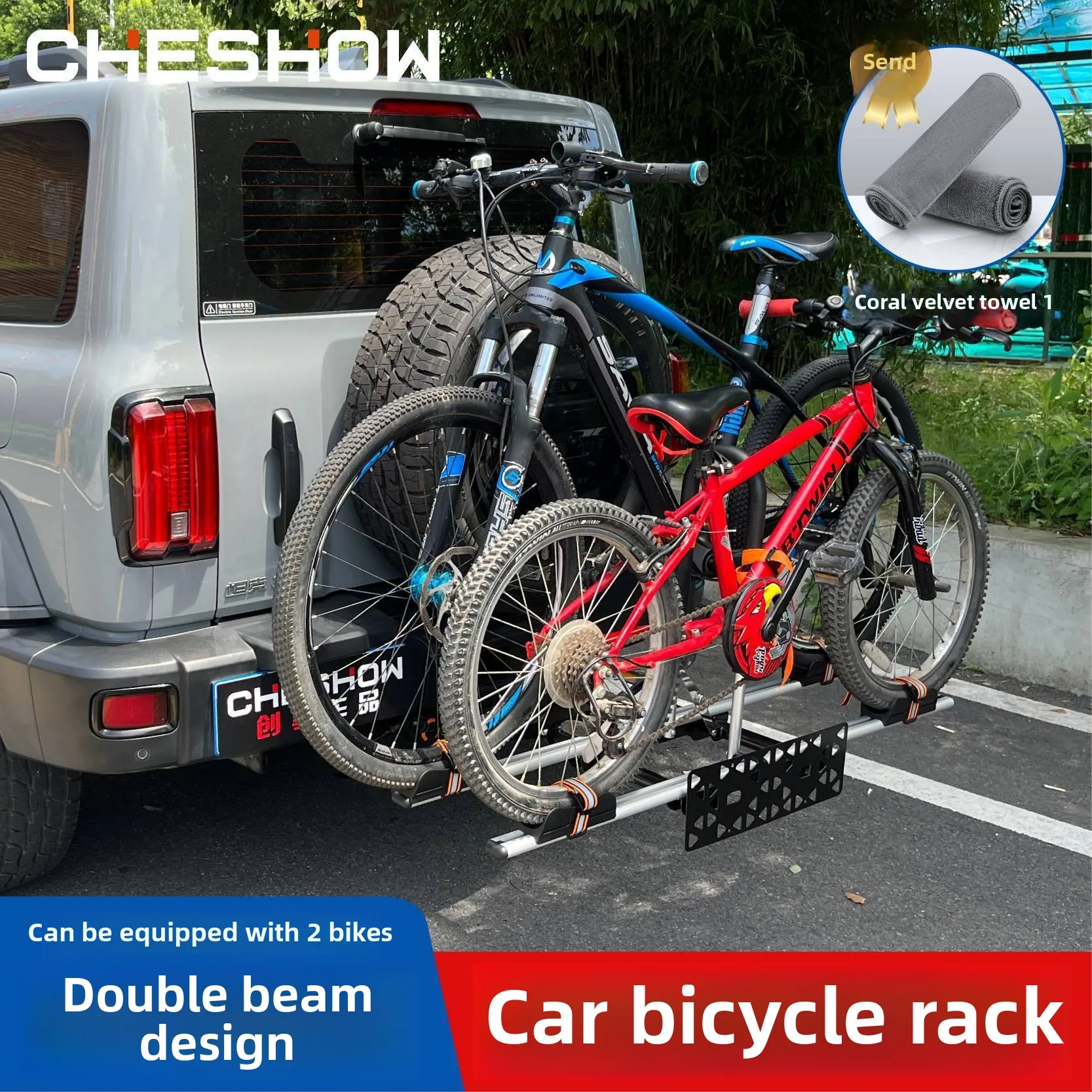 

2025 Mid Drive 300 Square Mouth Modification for Car Bicycle SUV Rack 60V Lithium Battery Steel 3-Speed Rear Car Trunk Bike Rack
