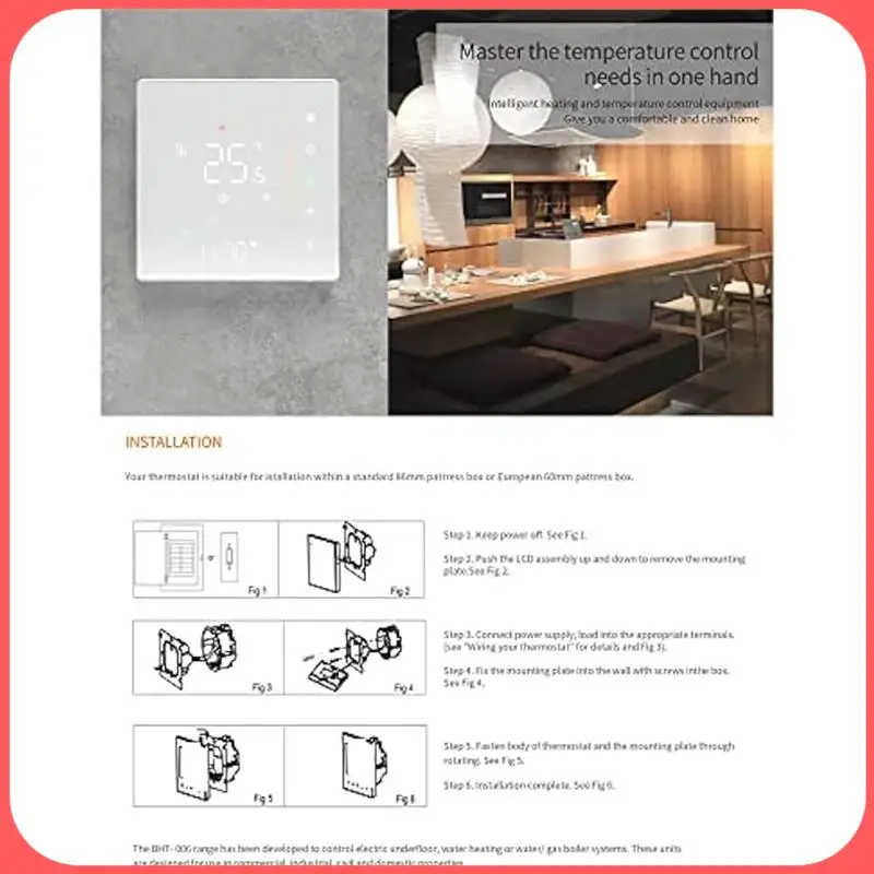 

Умный термостат Wi-Fi, регулятор температуры, еженедельная программируемая поддержка сенсорного управления-3A, черный, прочный