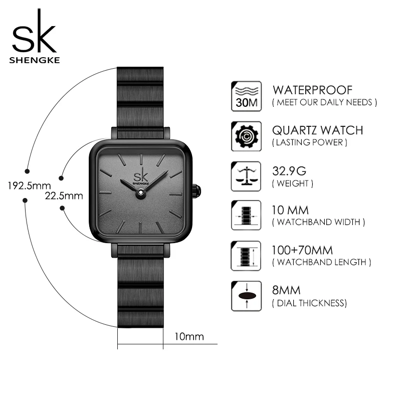 Shengke Fashion Style Women Watches Square Design Original Woman\'s Quartz Wristwatches Top Luxury Brand Female SK Gift Clock