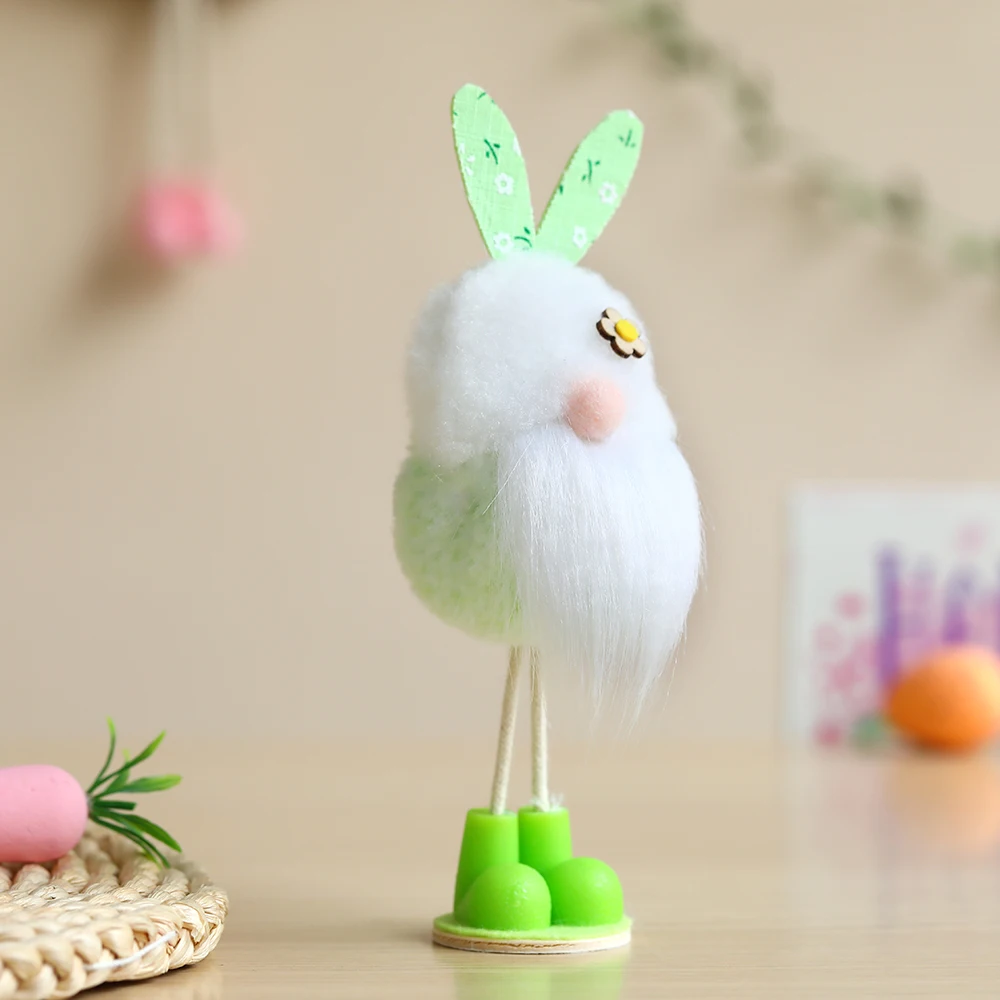 Easter Bunny Ear Gnome Decoration Pink Yellow Green Rabbit Elf Doll Ornaments DIY Spring Birthday Party Supplies Kids Girls Gift