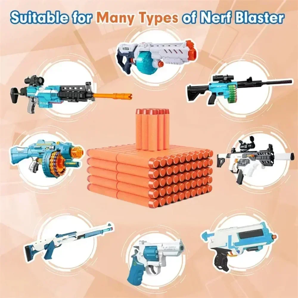 1000-50 Stuks Oranje Massief Ronde Kop Kogels 7.2Cm Voor Nerf Serie Blasters Vullen Darts Kinderen Speelgoed Pistool Accessoires