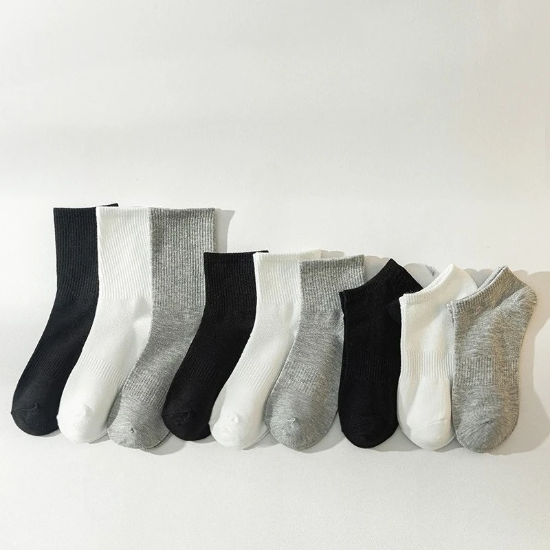 

1/9 пар мужских коротких носков из чистого хлопка для весны и лета, впитывающих пот, устраняющих запах, дышащих, удобных, средней длины.