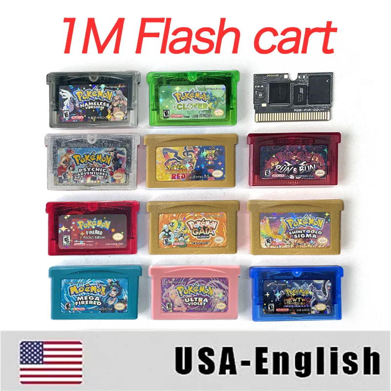 Cartucho de Jogo ROM Hack para GBA: Pokémon Firered Revival, Mewtwo Strikes Back, Gaia - Edição Americana 1M Flash