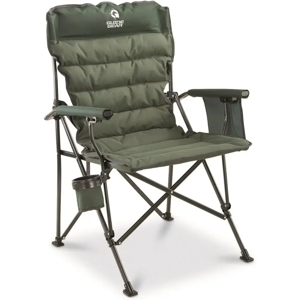XL Comfort Padded Camping Chair with Carry Bag - Portable, Durable, Suitable for Adults, 500-Pound Capacity Green