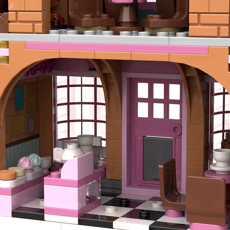 376 pièces - Boutique de thé urbaine - MOC - Blocs de construction modulaires personnalisables - Modèle populaire - Design créatif - Jouet d'assemblage DIY pour enfants - Cadeau pour garçons