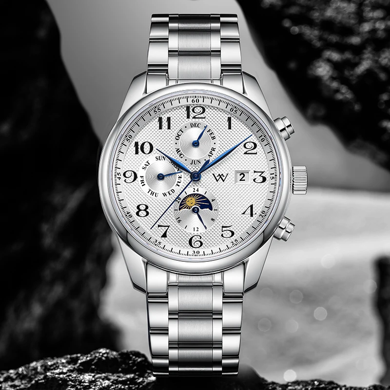 WM ساعات رجالية فاخرة الياقوت ساعة ميكانيكية أوتوماتيكية 40 مللي متر الفولاذ المقاوم للصدأ مقاوم للماء ساعة ويلي ميرك WM169M