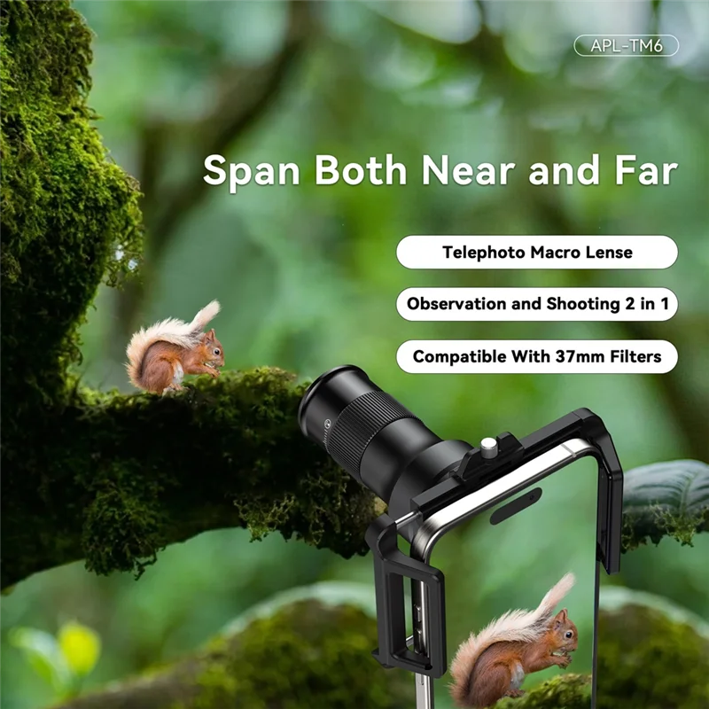 

A86G-Mobile Phone Telephoto Macro Lens Kit 6X Telephoto Lens+150Mm Macro Lens For Iphone 16/15/14 With Universal Phone Mount